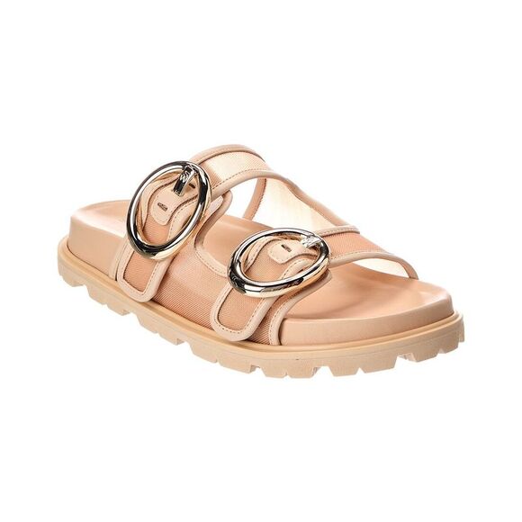 Stuart Weitzman Shoes - Stuart Weitzman Benni Mesh & Leather Sport Slide, Beige